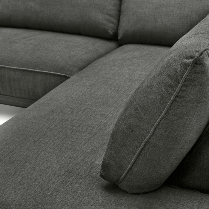 Sofa sectionnel de droite Gena de Cindy Crawford Home 2 pièces en tissu d’apparence lin avec pattes en bois - gris anthracite