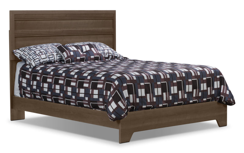 Ensemble de chambre à coucher Olivia 4 pièces avec grand lit et commode verticale - gris