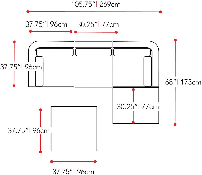 Ensemble sofa sectionnel, table et fauteuil Seattle