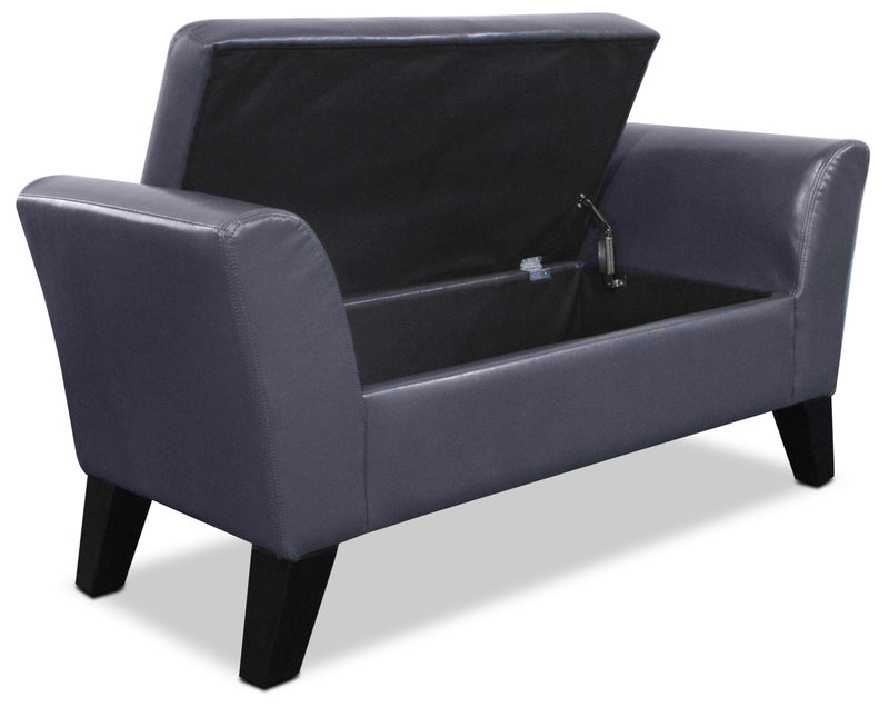 Pouf de rangement Bonn de 44 po - similicuir gris