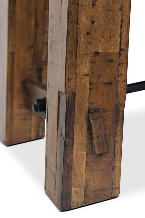 Table de bout rustique Galeveston de 22 po avec tablette - bois à grain de bois brun