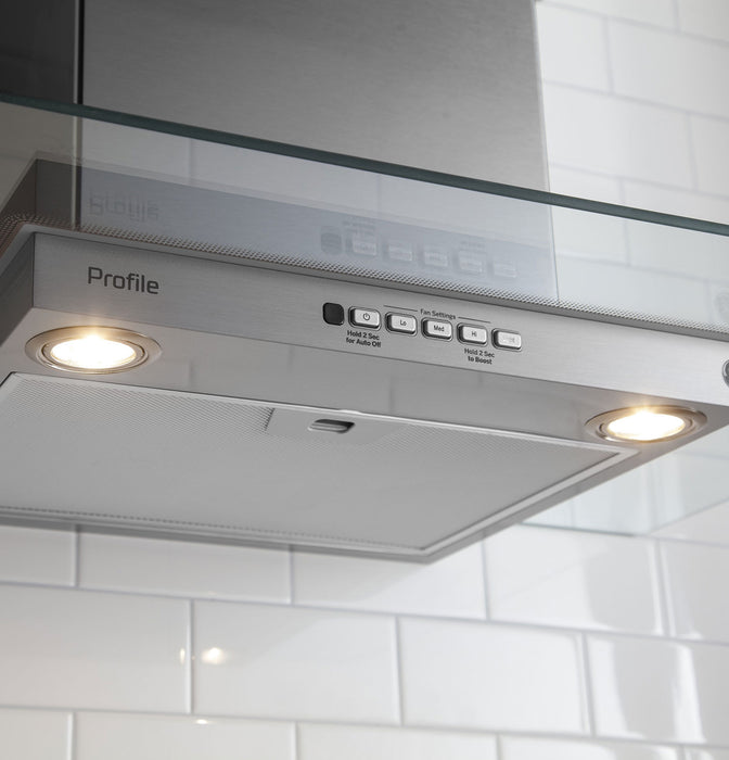 Hotte cheminée murale à pavillon en verre GE de 30 po - PVW7301SJSSC