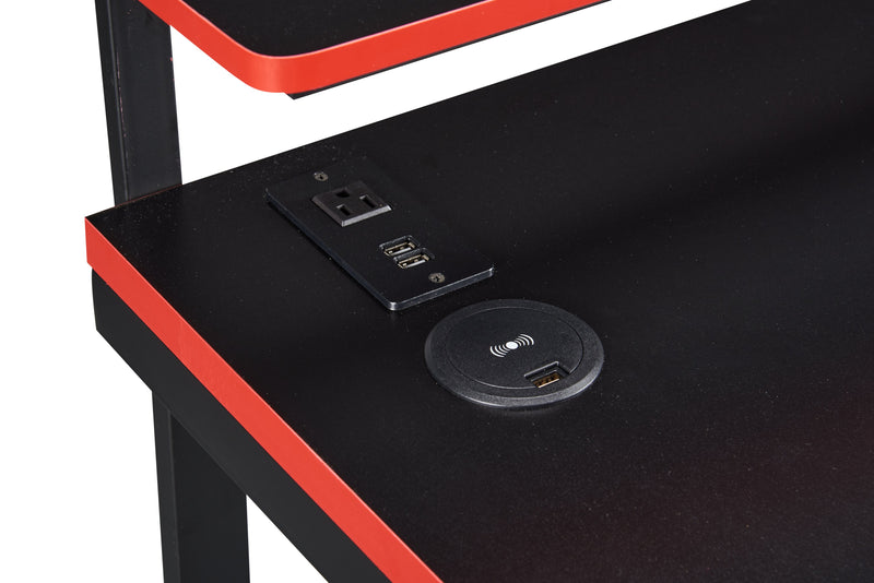 Bureau de jeu Herman de 50 po - noir avec bordure rouge