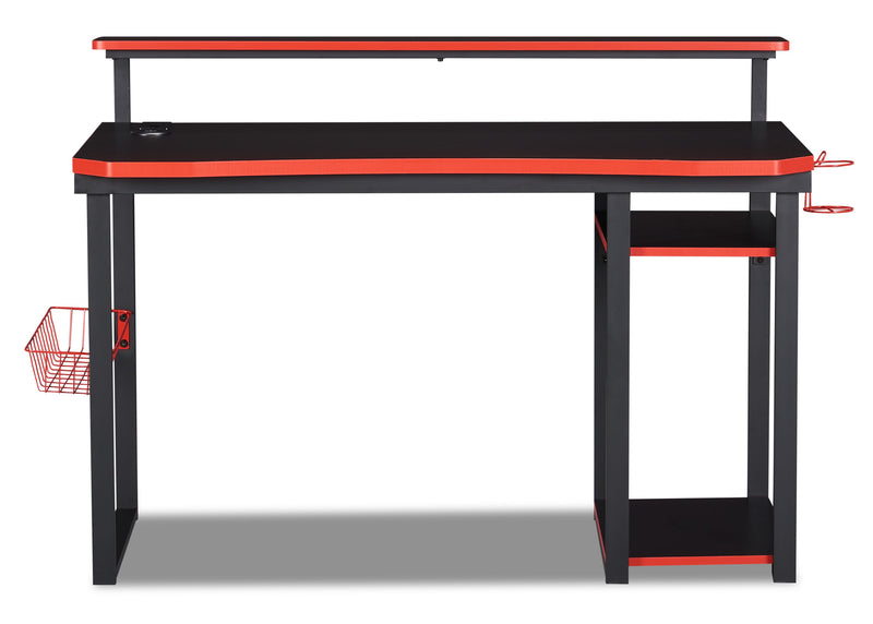 Bureau de jeu Herman de 50 po - noir avec bordure rouge