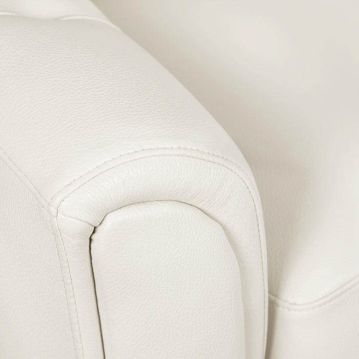 Causeuse Andi de 62 po en tissu d’apparence cuir avec capitonnage - beige