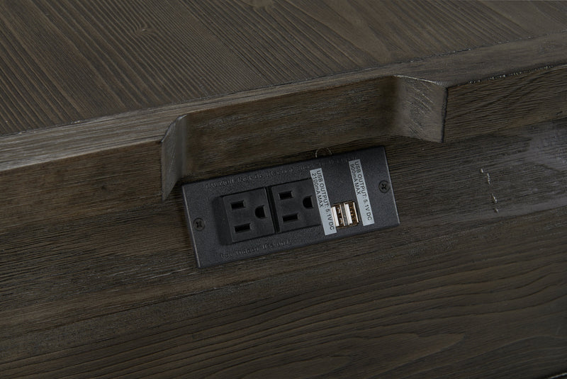 Table de bout industrielle Hilla de 22,38 po avec rangement - bois brun foncé avec pattes en métal
