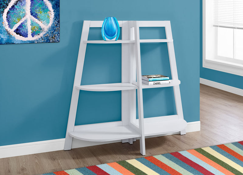 Bibliothèque en coin Aline de 51 po avec 3 tablettes ouvertes - blanche