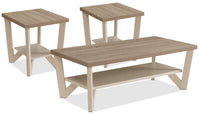 Ensemble 3 tables modernes Arika de 47,5 po (table à café et 2 tables de bout) avec tablette - ivoire