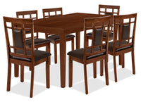  Ensemble de salle à manger Aran 7 pièces avec table de 60 po (L) et 6 chaises - brun