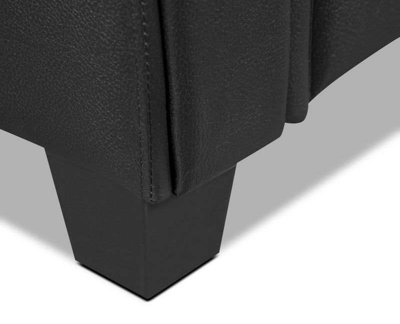 Sofa Andi de 40 po en tissu d’apparence cuir avec capitonnage - noir