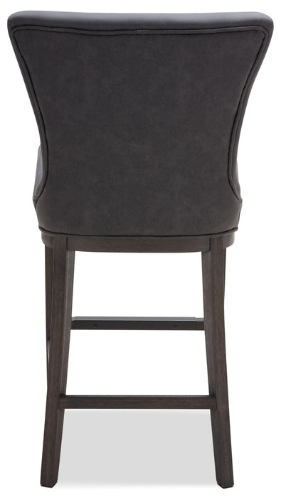 Tabouret Quinn de hauteur comptoir en tissu de cuir végétalien - gris