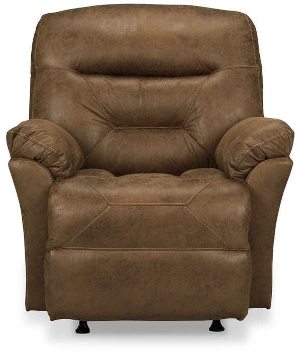 Fauteuil à inclinaison électrique 4579  en tissu d'apparence cuir - bière brune