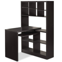 Bureau réversible Mollie de 35,5 po avec bibliothèque ouverte - espresso