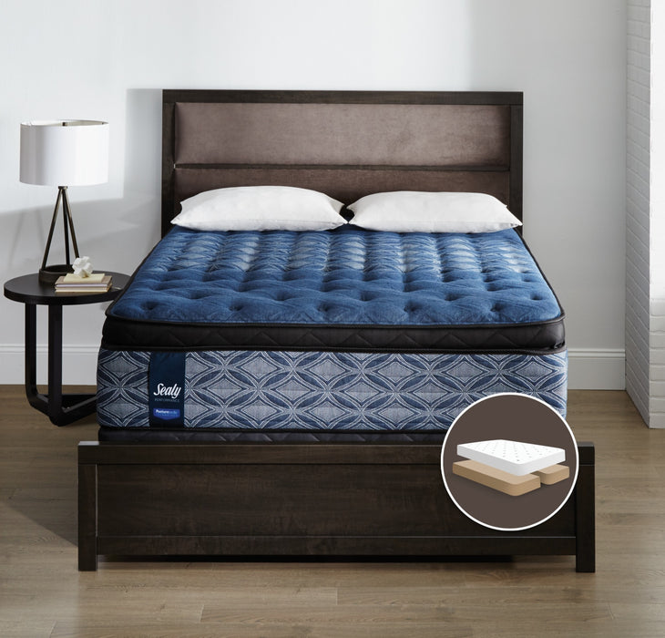 Ensemble semi-ferme Euro-plateau divisé Mornington Posturepedic Performance Plus de Sealy pour grand lit