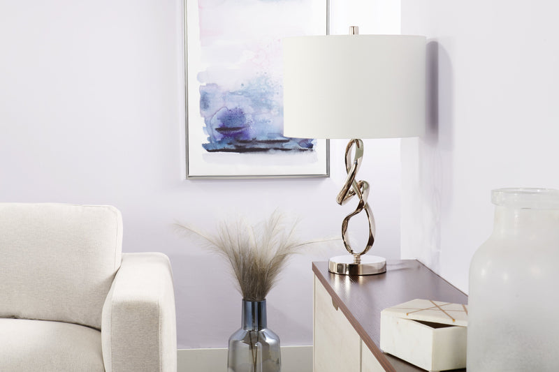 Lampe de table de 26 po chrome avec motif torsadé
