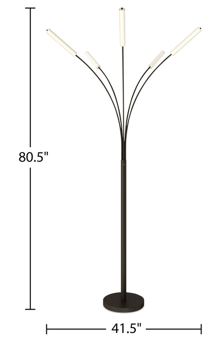 Lampe à pied arquée Jakari de 80 po noir mat à 5 ampoules DEL