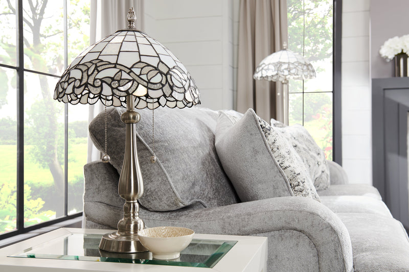 Lampe de table Jasmin de 23 po de style Tiffany avec verre soufflé à la main