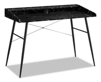 Bureau Jeremy de 47,25 po avec petite crédence - apparence marbre noir