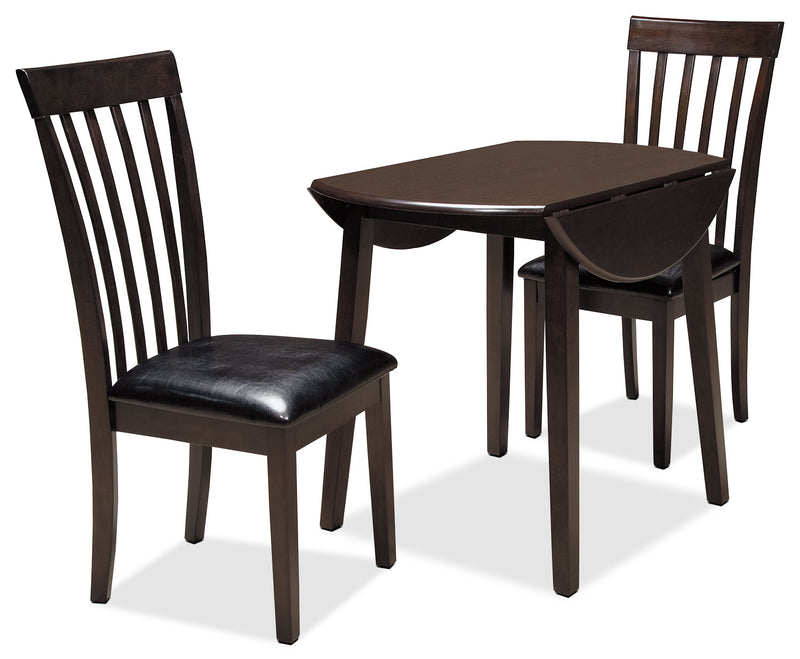 Chaise de salle à manger Hammis en tissu de cuir végétalien avec dossier à lattes - brune