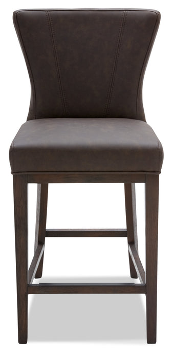 Tabouret 26 po Quinn de hauteur comptoir en tissu de cuir végétalien - brun