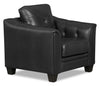 Sofa Andi de 40 po en tissu d’apparence cuir avec capitonnage - noir