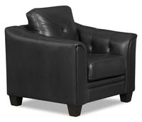  Sofa Andi de 40 po en tissu d’apparence cuir avec capitonnage - noir
