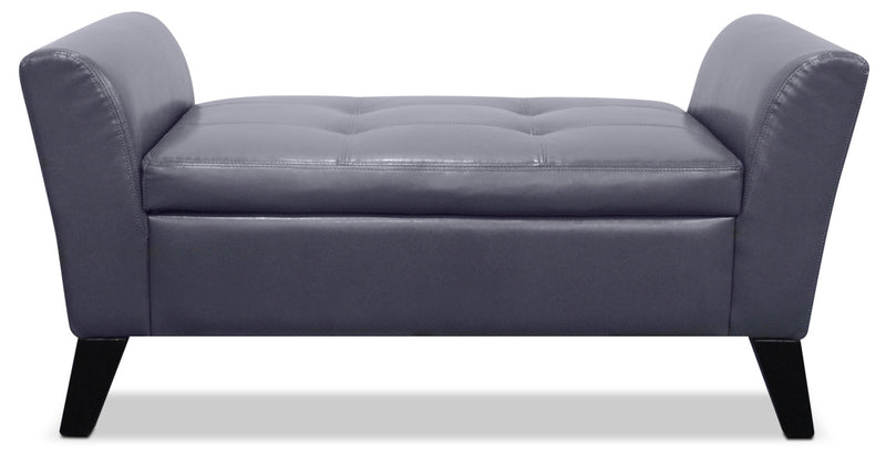 Pouf de rangement Bonn de 44 po - similicuir gris