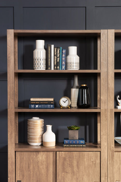 Bibliothèque Jude de 36 po à 3 tablettes avec armoire - noisette