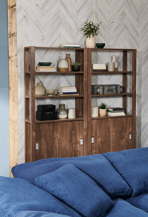 Bibliothèque Jude de 36 po à 3 tablettes avec armoire - noisette