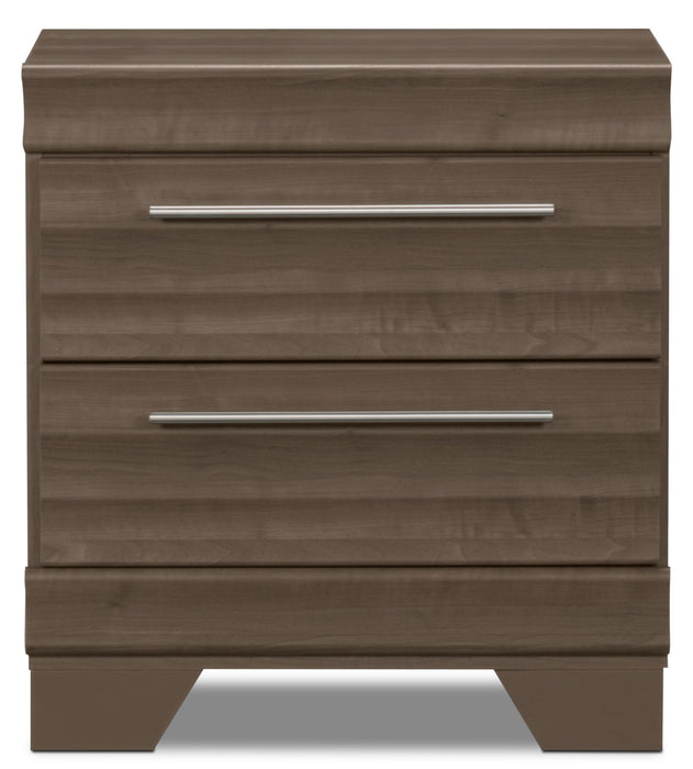 Table de nuit Olivia de 23,5 po (L) x 25,2 po (H) à 2 tiroirs, fabriquée au Canada - grise