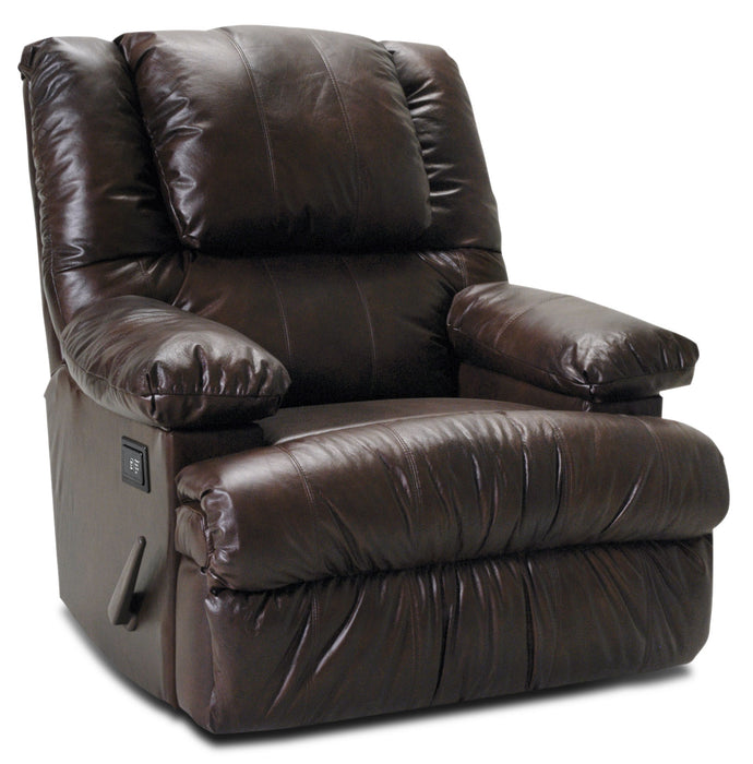 Fauteuil de massage inclinable 5598  en cuir véritable avec accoudoirs de rangement - chocolat
