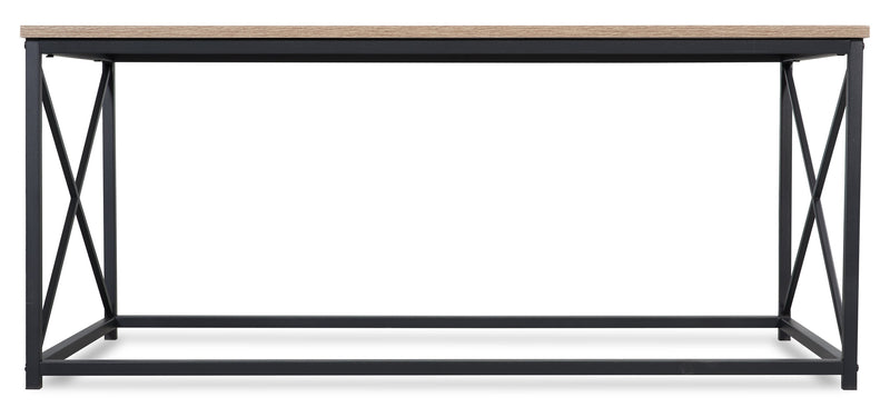 Ensemble 3 tables modernes Kasey de 42,25 po (table à café et 2 tables de bout) - taupe foncée avec base en métal noir