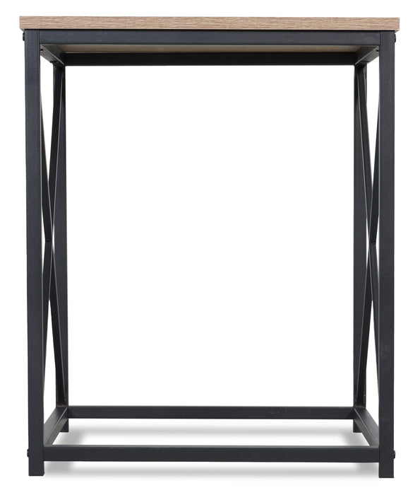 Ensemble 3 tables modernes Kasey de 42,25 po (table à café et 2 tables de bout) - taupe foncée avec base en métal noir