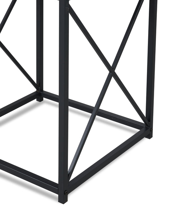 Ensemble 3 tables modernes Kasey de 42,25 po (table à café et 2 tables de bout) - taupe foncée avec base en métal noir