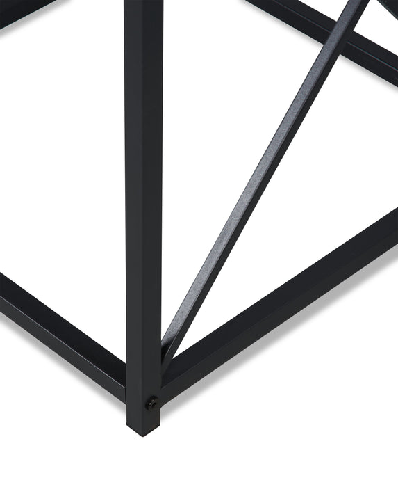 Ensemble 3 tables modernes Kasey de 42,25 po (table à café et 2 tables de bout) - taupe foncée avec base en métal noir