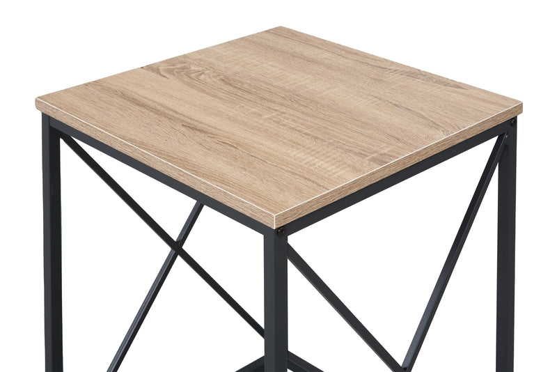 Ensemble 3 tables modernes Kasey de 42,25 po (table à café et 2 tables de bout) - taupe foncée avec base en métal noir
