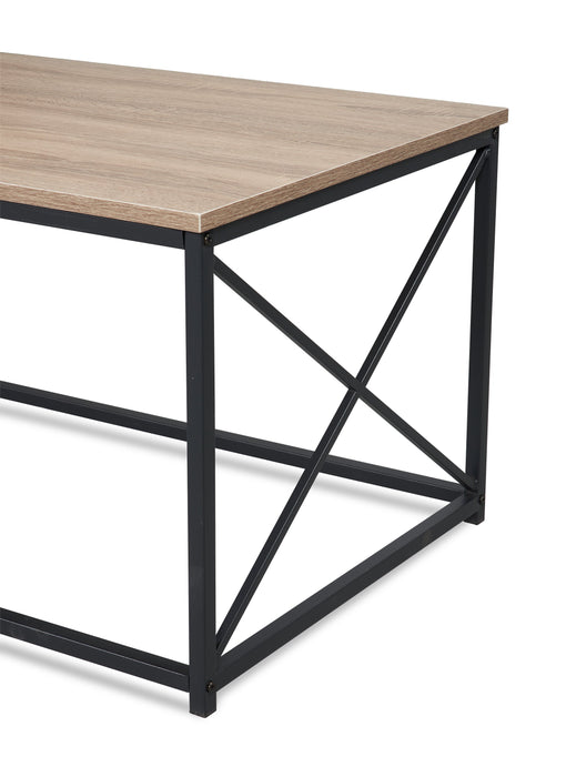 Ensemble 3 tables modernes Kasey de 42,25 po (table à café et 2 tables de bout) - taupe foncée avec base en métal noir