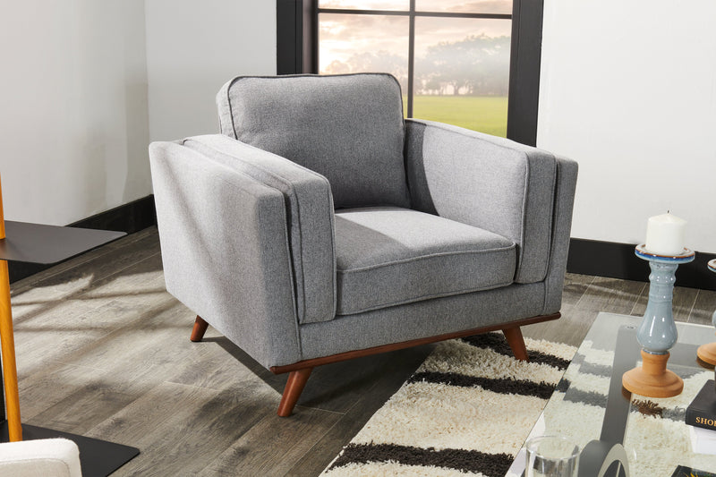 Fauteuil Kassia de Kort & Co. de 40,9 po en tissu d’apparence lin avec base et pattes en bois - gris