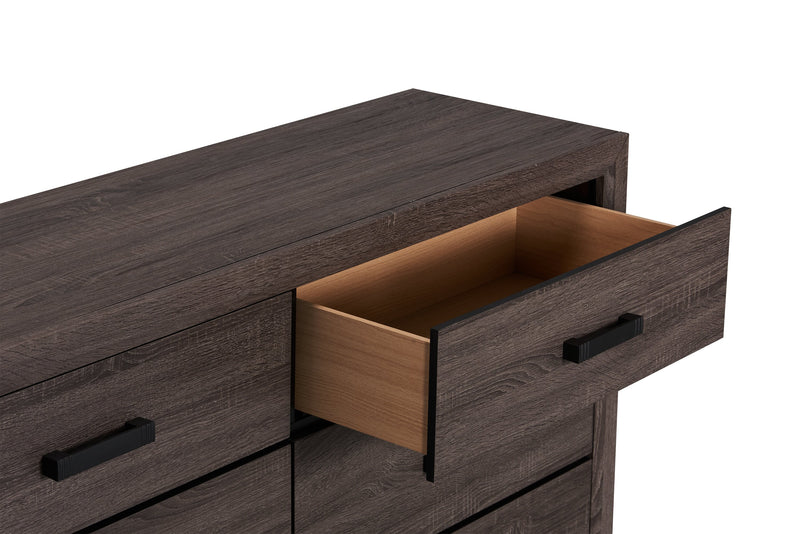 Ensemble de chambre à coucher Kate 5 pièces avec lit, commode et miroir, gris-brun - format grand lit