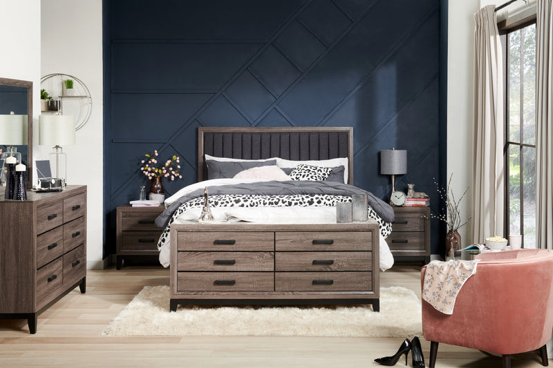 Table de nuit Kate de 23,6 po (L) x 24,8 po (H) à 2 tiroirs - gris-brun