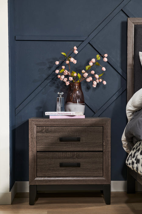 Table de nuit Kate de 23,6 po (L) x 24,8 po (H) à 2 tiroirs - gris-brun