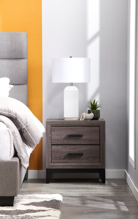 Table de nuit Kate de 23,6 po (L) x 24,8 po (H) à 2 tiroirs - gris-brun