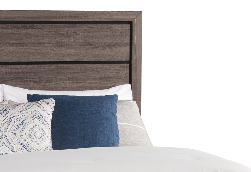 Ensemble de chambre à coucher Kate 5 pièces avec lit, commode et miroir, gris-brun - format grand lit