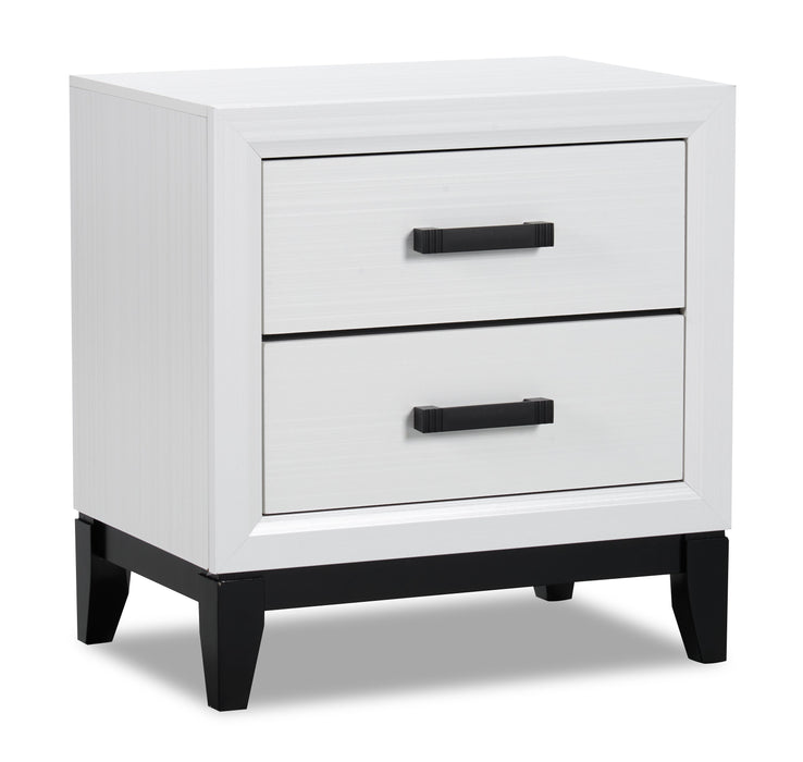 Ensemble de chambre à coucher Kate 6 pièces avec lit, commode, miroir et table de nuit, blanc - format grand lit