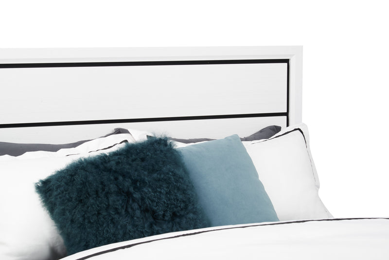 Lit à panneau Kate avec tête de lit et cadre de lit, blanc - format grand lit