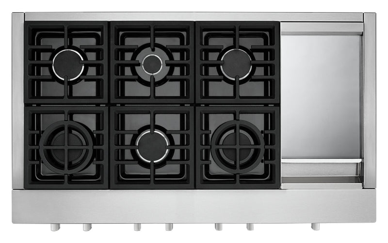 Surface de cuisson à gaz KitchenAid de 48 po à 6 éléments - acier inoxydable - KCGC558JSS