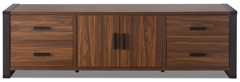 Meuble pour téléviseur moderne Ashton de 70 po avec rangement et système de gestion des câbles pour téléviseurs jusqu’à 80 po - noyer foncé et espresso