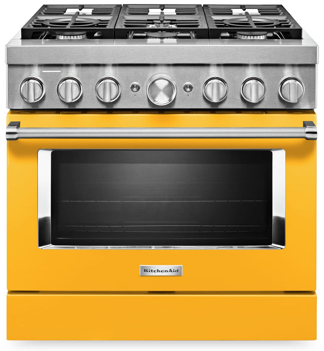 Cuisinière intelligente à gaz KitchenAid de 5,1 pi³ avec autonettoyage - poivron jaune - KFGC506JYP