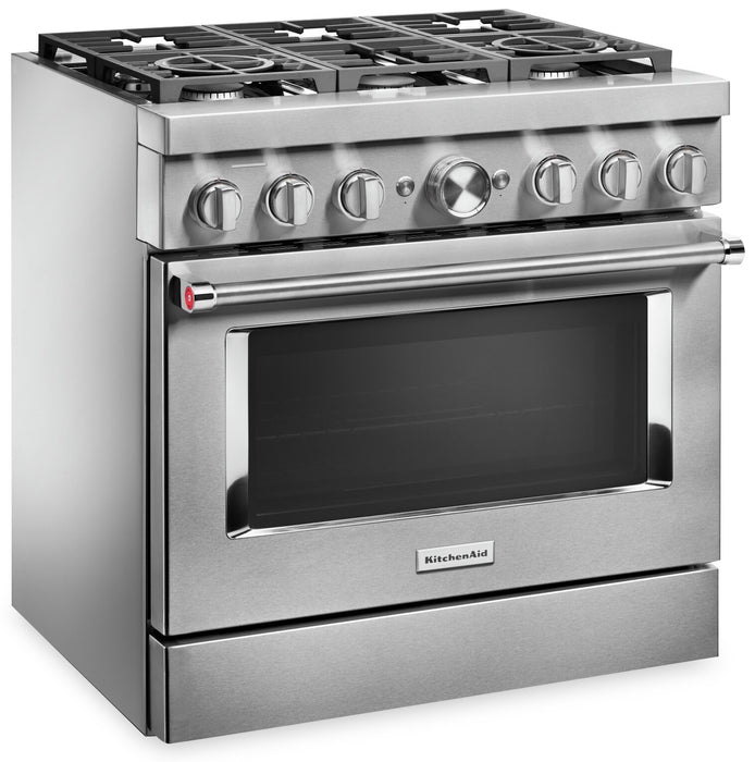 Cuisinière intelligente à gaz KitchenAid de 5,1 pi³ avec autonettoyage - acier inoxydable - KFGC506JSS