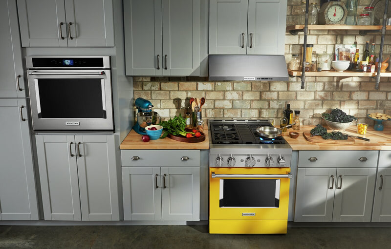 Cuisinière intelligente à gaz KitchenAid de 4,1 pi³ avec autonettoyage - poivron jaune - KFGC500JYP